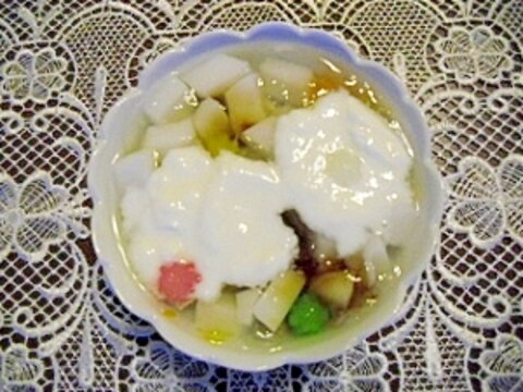 杏仁豆腐と金平糖のデザート